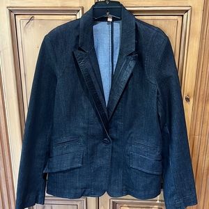 Ellen Tracy Size 10 Black Denim Blazer